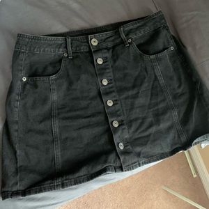 Black denim skirt